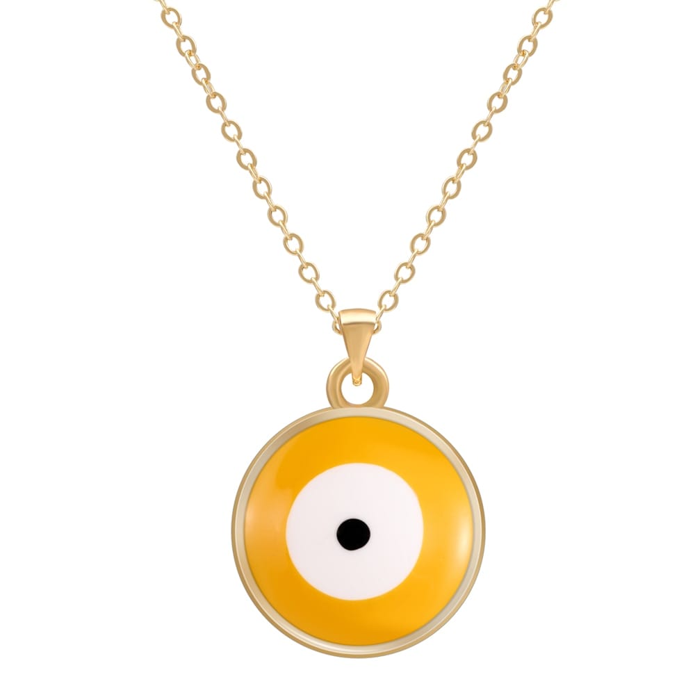 Greek Evil Eye Yellow Multicolor Evil Eye 14K Gold Plated Necklace